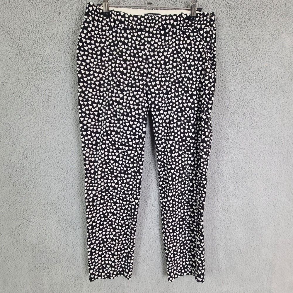 J Crew Mercantile Winnie Black Heart Pattern Pants Size 4 27 X 24